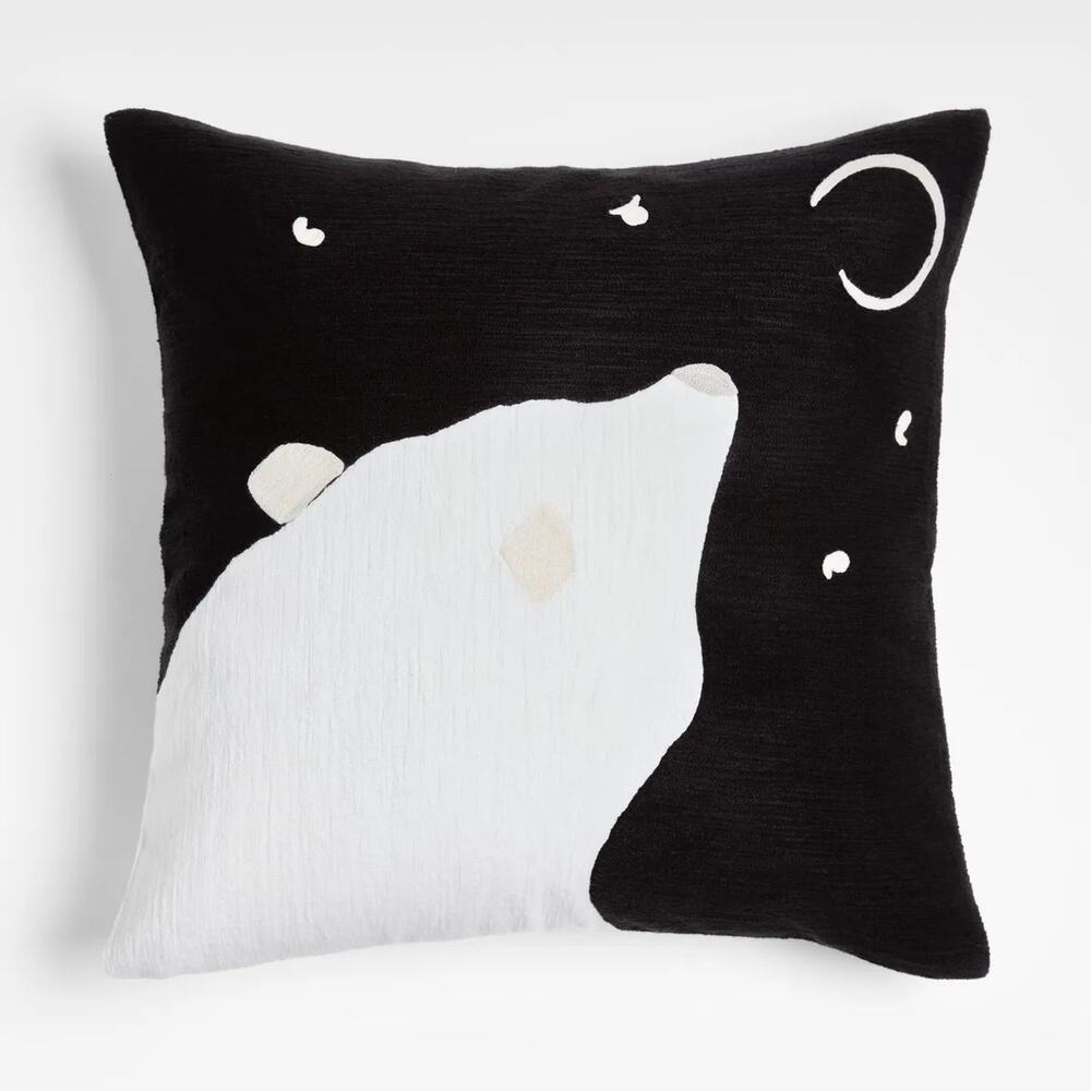 Crate & Barrel Polar Bear Pillow Cover, 23x23, Starry Night Crescent Moon
